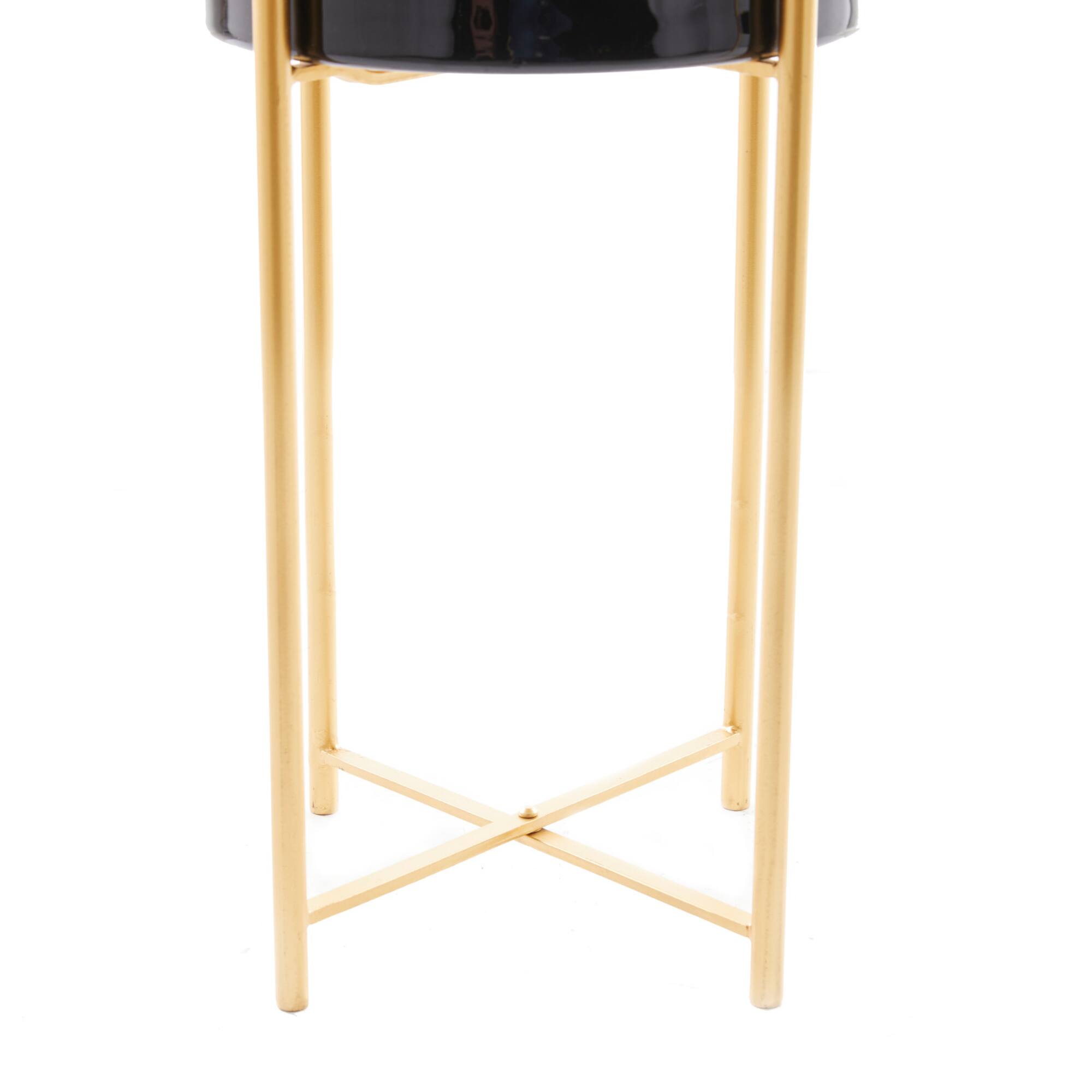 CosmoLiving by Cosmopolitan Set of 2 Black Iron Contemporary Planter, 24" x 10" x 10"
